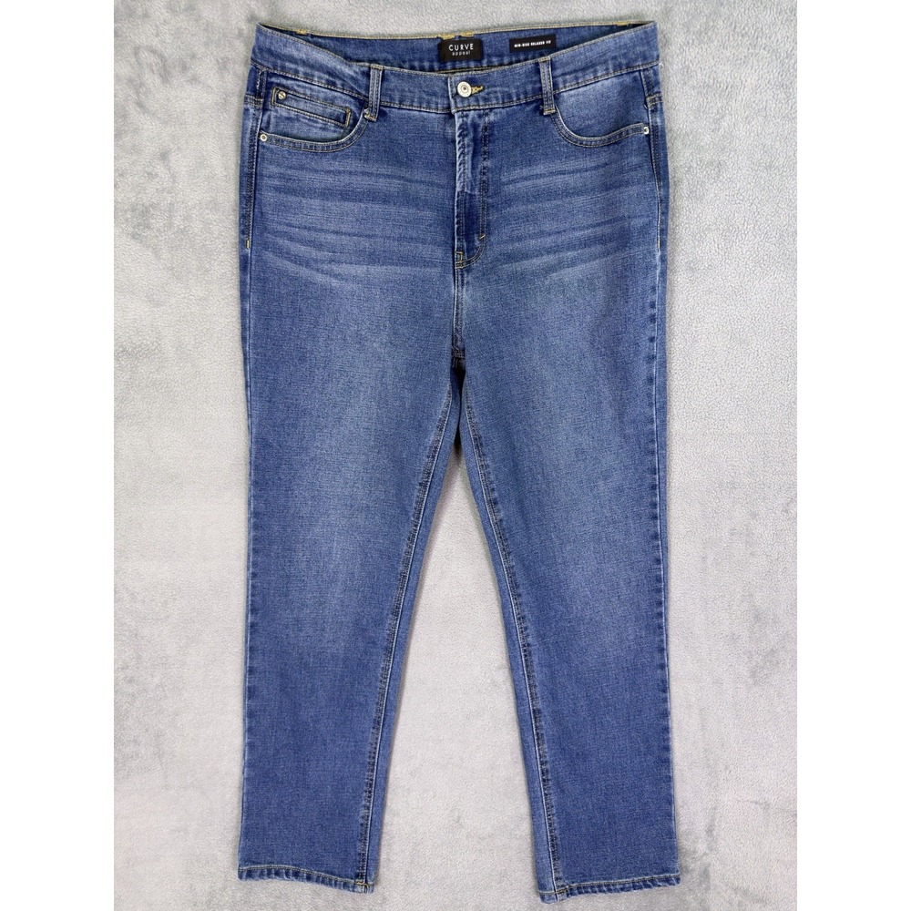 Curve Appeal Jeans Womens 12/31 Blue Straight Relaxed Medium Wash Mid Rise